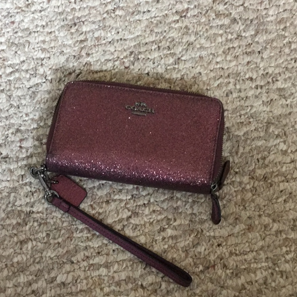 Coach Burgundy Glitter Clutch Brand New
